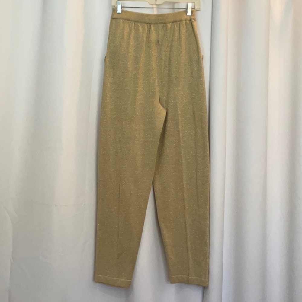 Christina Hope Navy Metallic Gold Stripe Knit Top & Gold Knit Pants Women Sz M - Picture 9 of 15